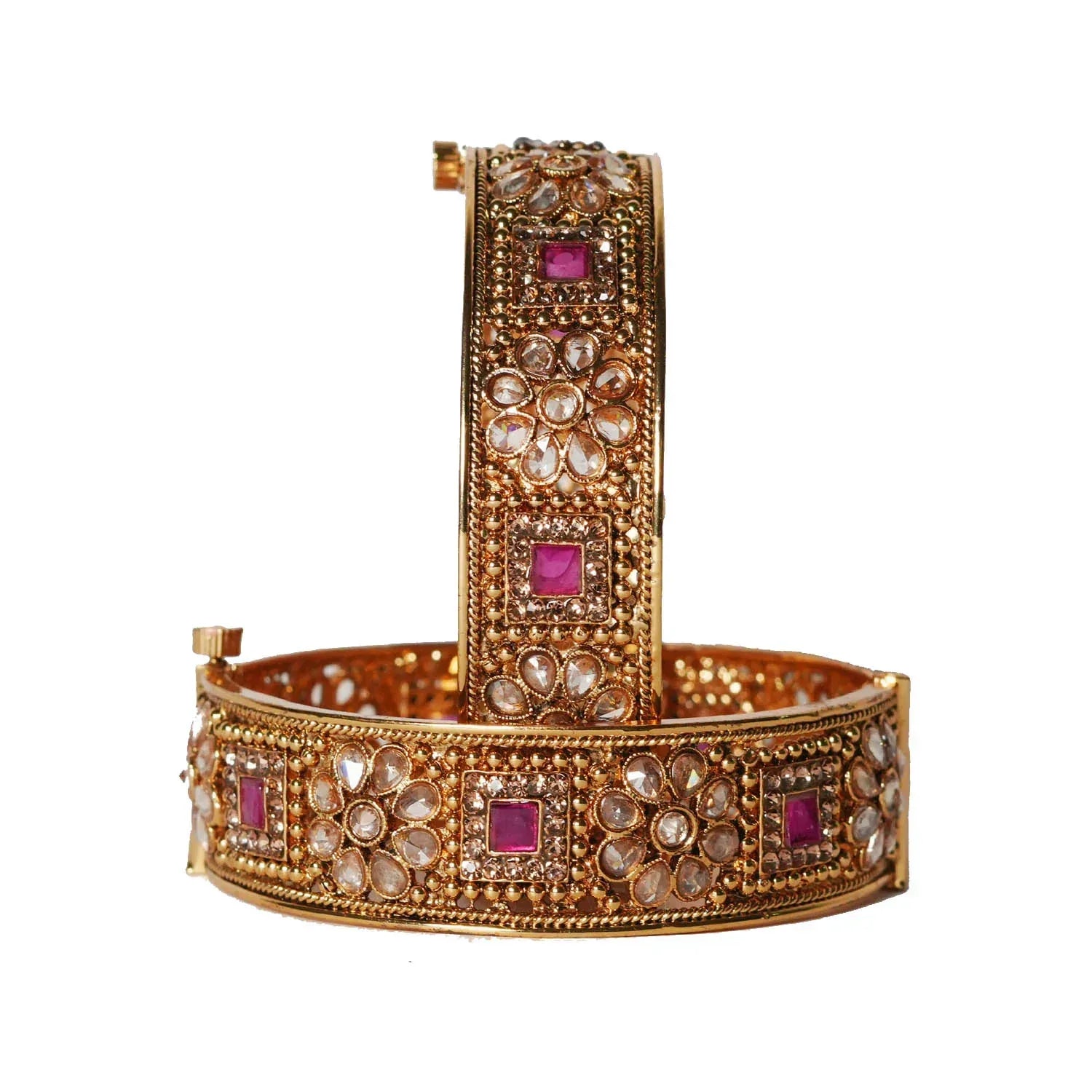 Stylish Kada for Women & Girl, Kundan Work Studded Brass Bracelet Jewelry for Ladies - The Golden Cascade